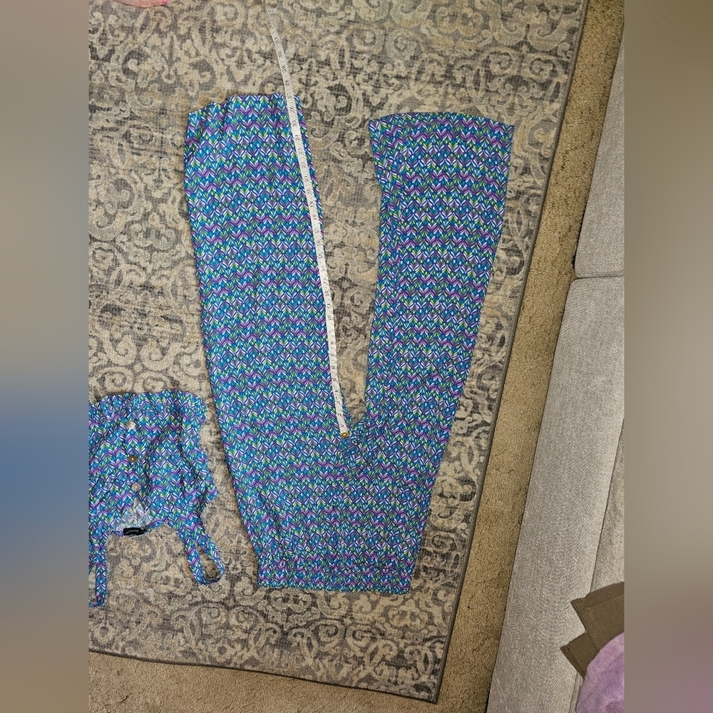 QUZU Blue‎ Patterned Two-Piece Set
